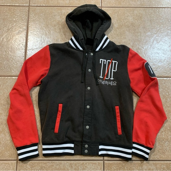 Twenty One Pilots Red and Black Varsity Jacket Hoodie with Embroidery - Picture 6 of 8